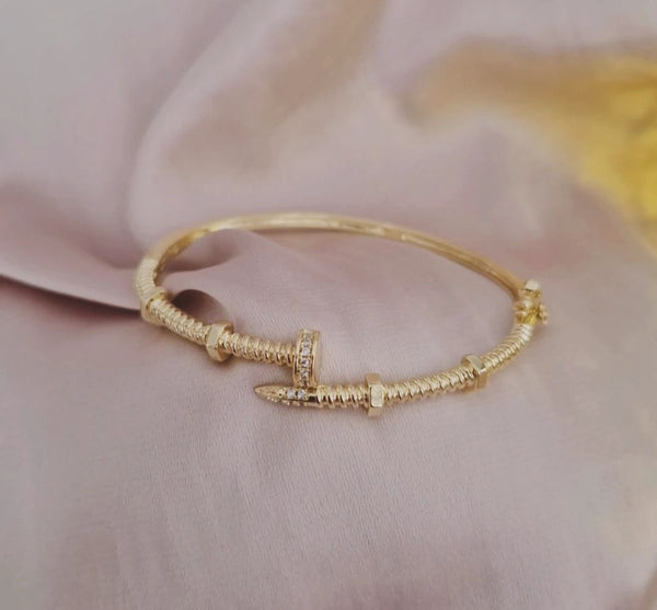 Bracelet jonc cranté et strass (à l'unité)