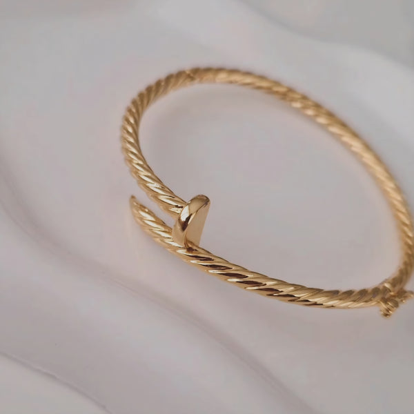 Bracelet jonc en acier inoxydable strié (à l'unité)