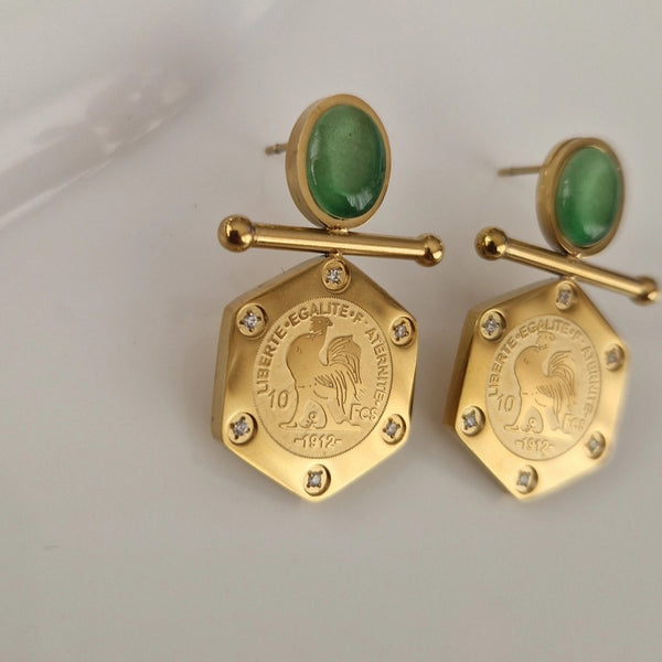 Boucles d'oreilles en acier inoxydable beldi pendentif Coq F'Roj