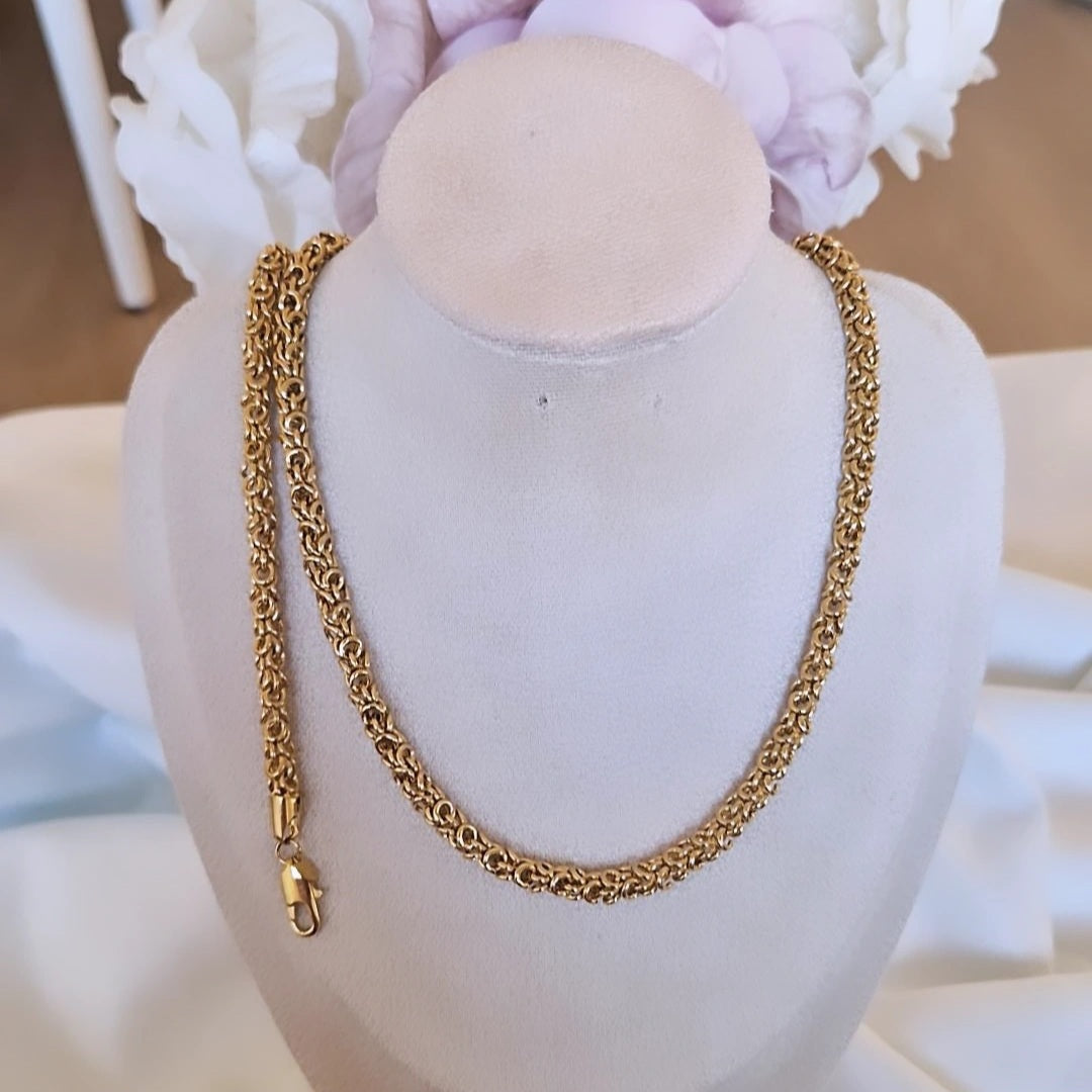 Ensemble Collier + bracelet en acier inoxydable maille tressée entrelacée