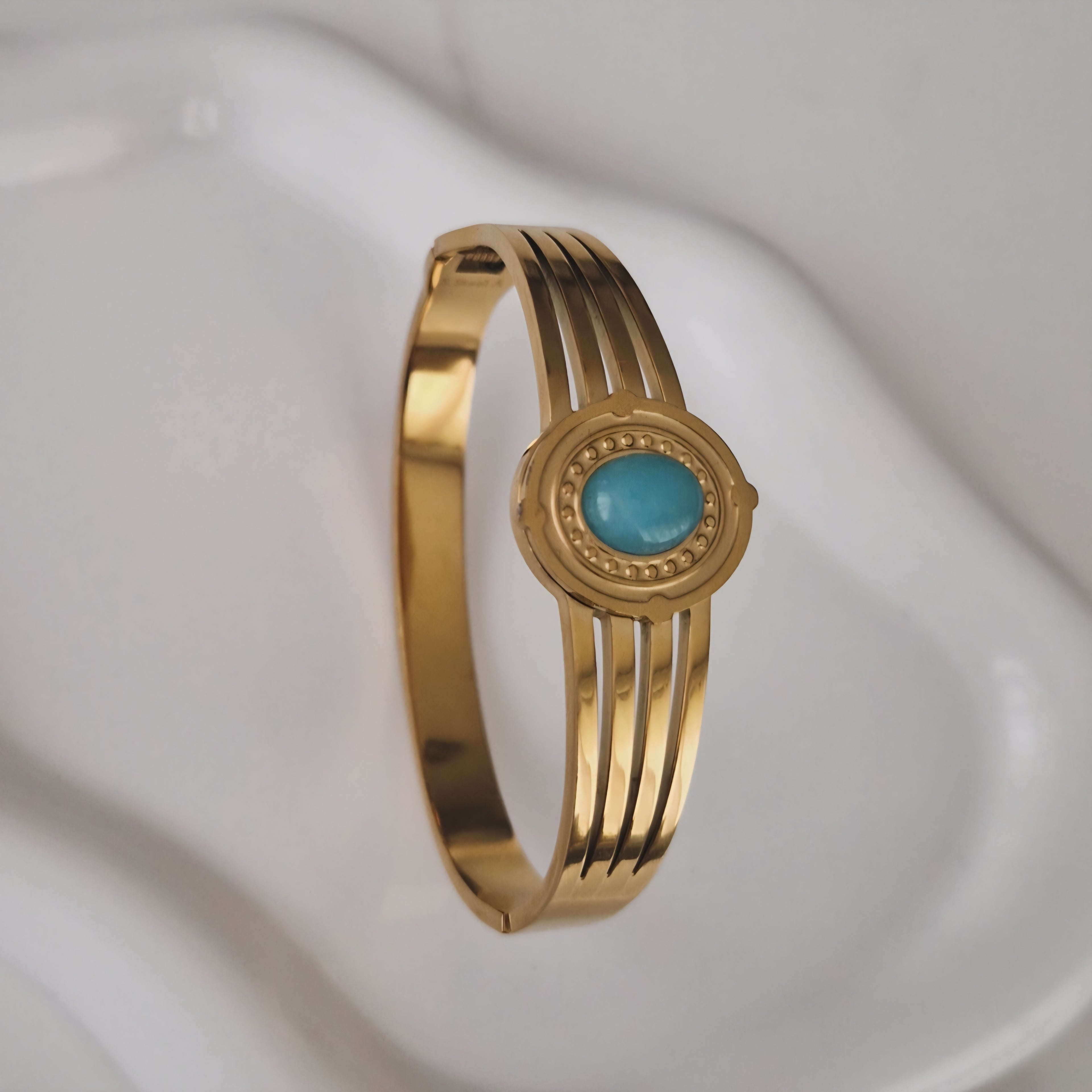 Bracelet jonc en acier inoxydable pierre bleue