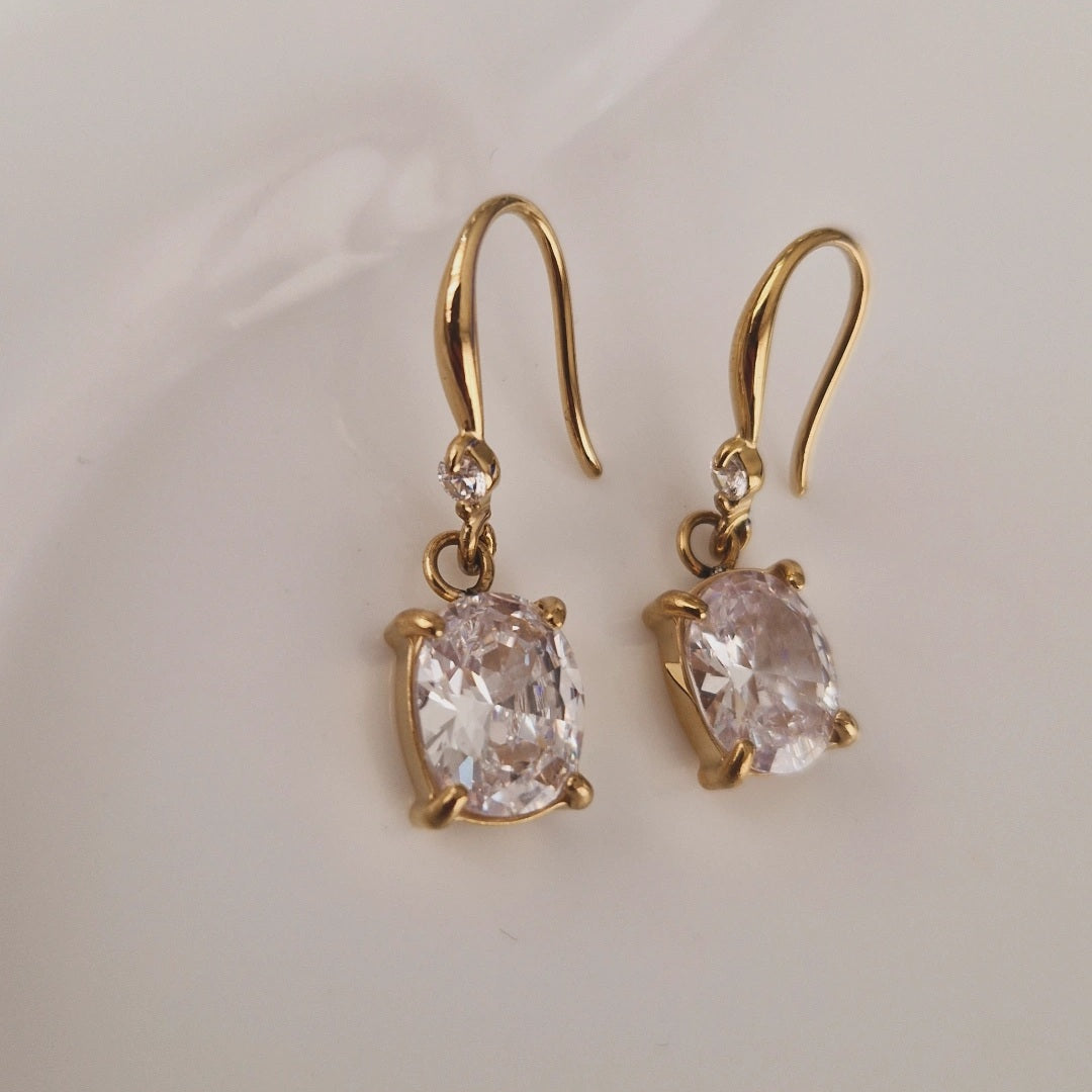 Boucles d'oreille en acier inoxydable pendantes pierre luxe