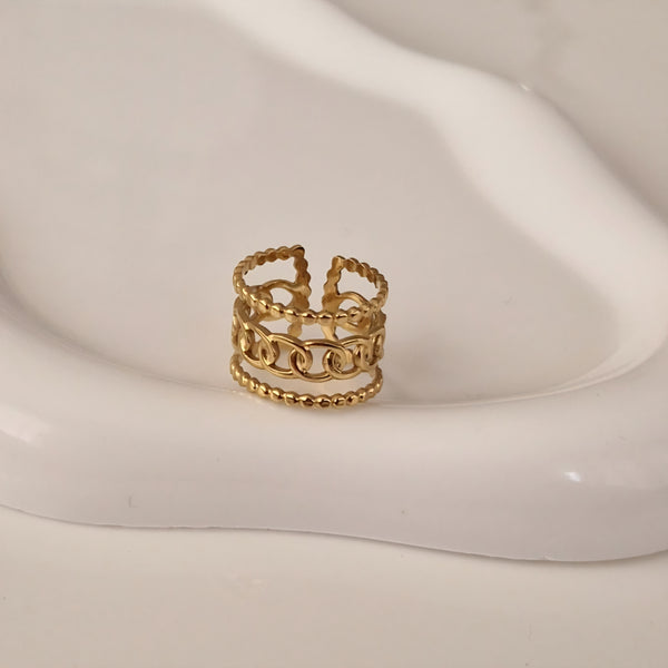 Bague ajustable en acier inoxydable 3 rangs maille