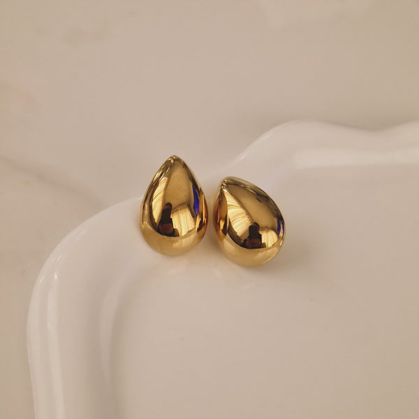 Boucles d'oreilles en acier inoxydable goutte dorée