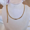 Ensemble Collier + bracelet en acier inoxydable maille plate gourmette