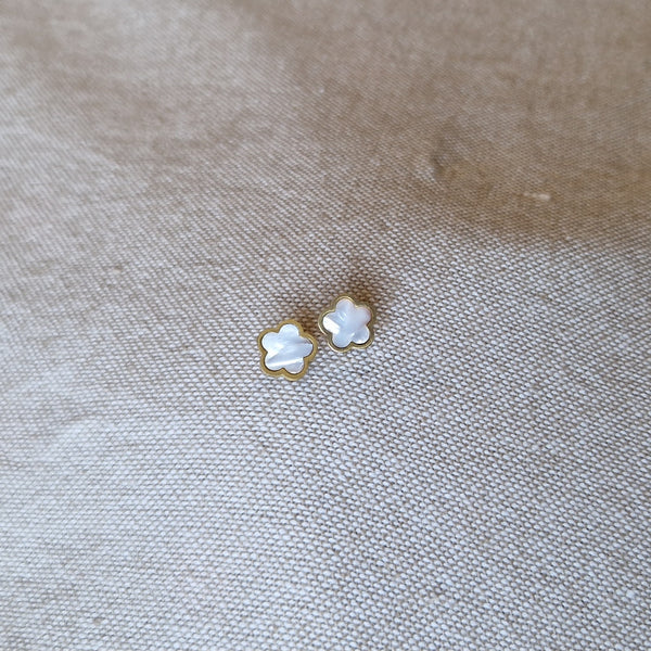 Boucles d'oreilles en acier inoxydable blanc nacré