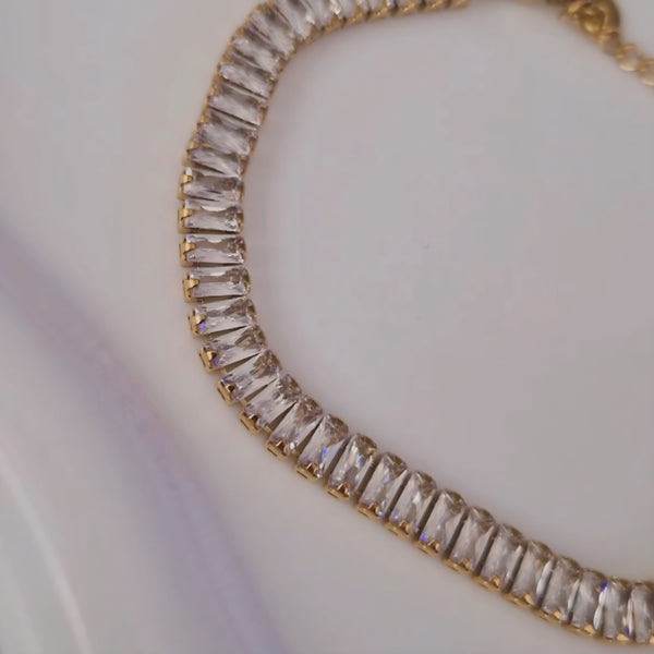 Bracelet luxe en acier inoxydable multi pierres transparentes