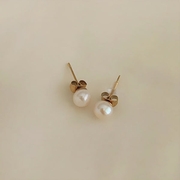Boucles d'oreilles en acier inoxydable perle blanche nacrée