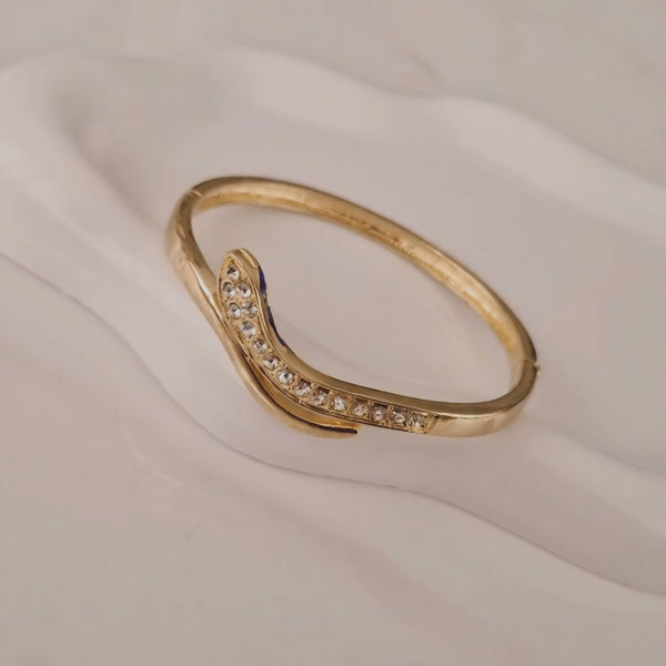 Bracelet jonc en plaqué or et strass