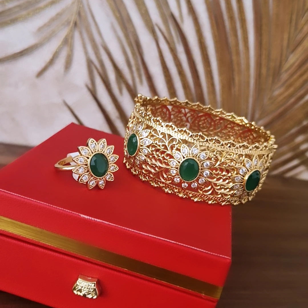 Ensemble bracelet jonc et sa bague en acier inoxydable Nbala