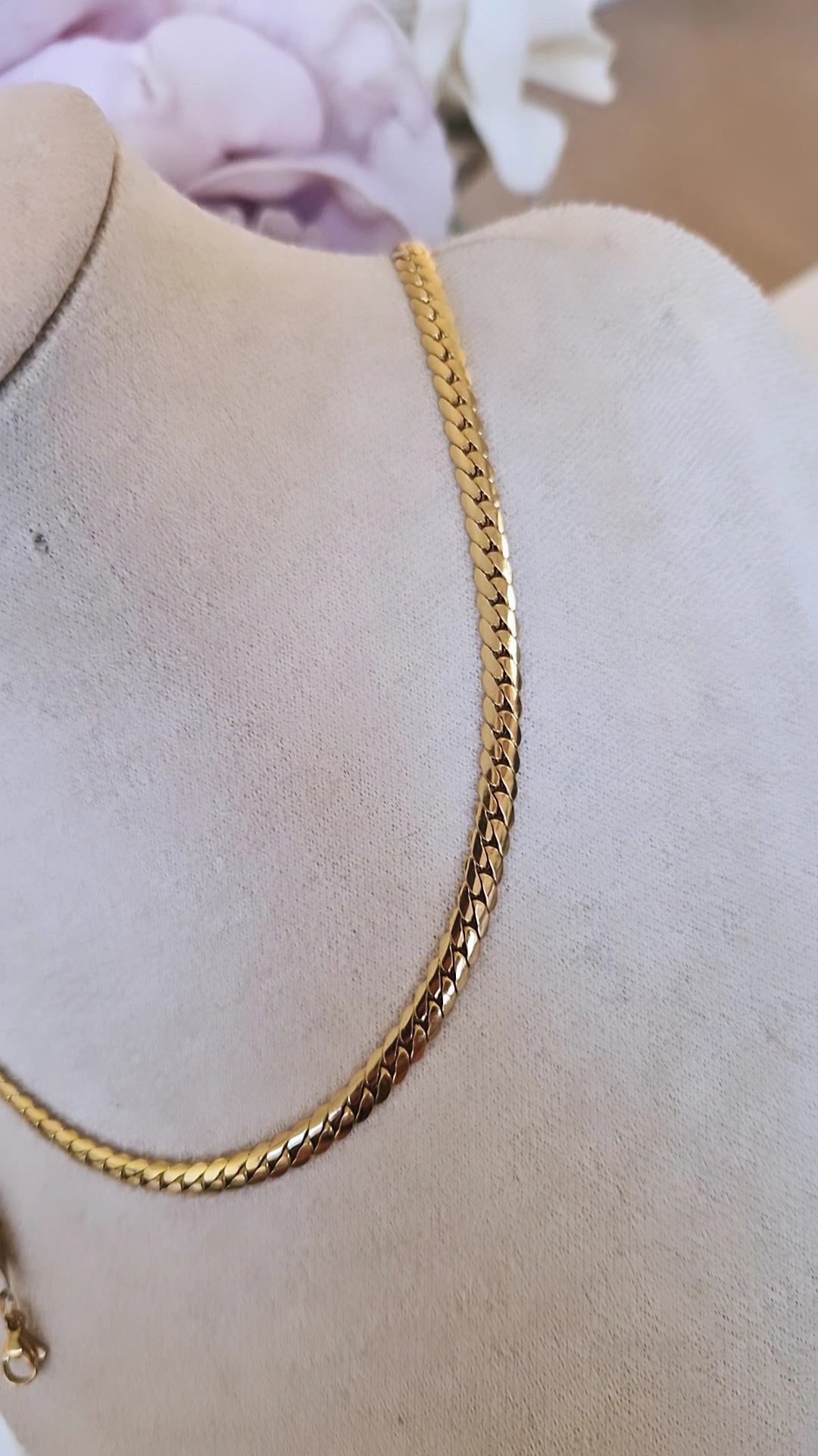 Ensemble Collier + bracelet en acier inoxydable maille plate gourmette