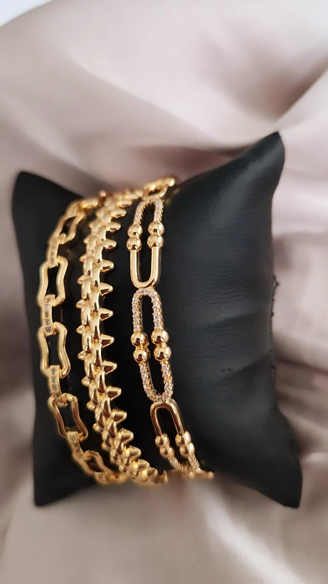 Lot de 3 Bracelets jonc combo en acier inoxydable oriental beldi