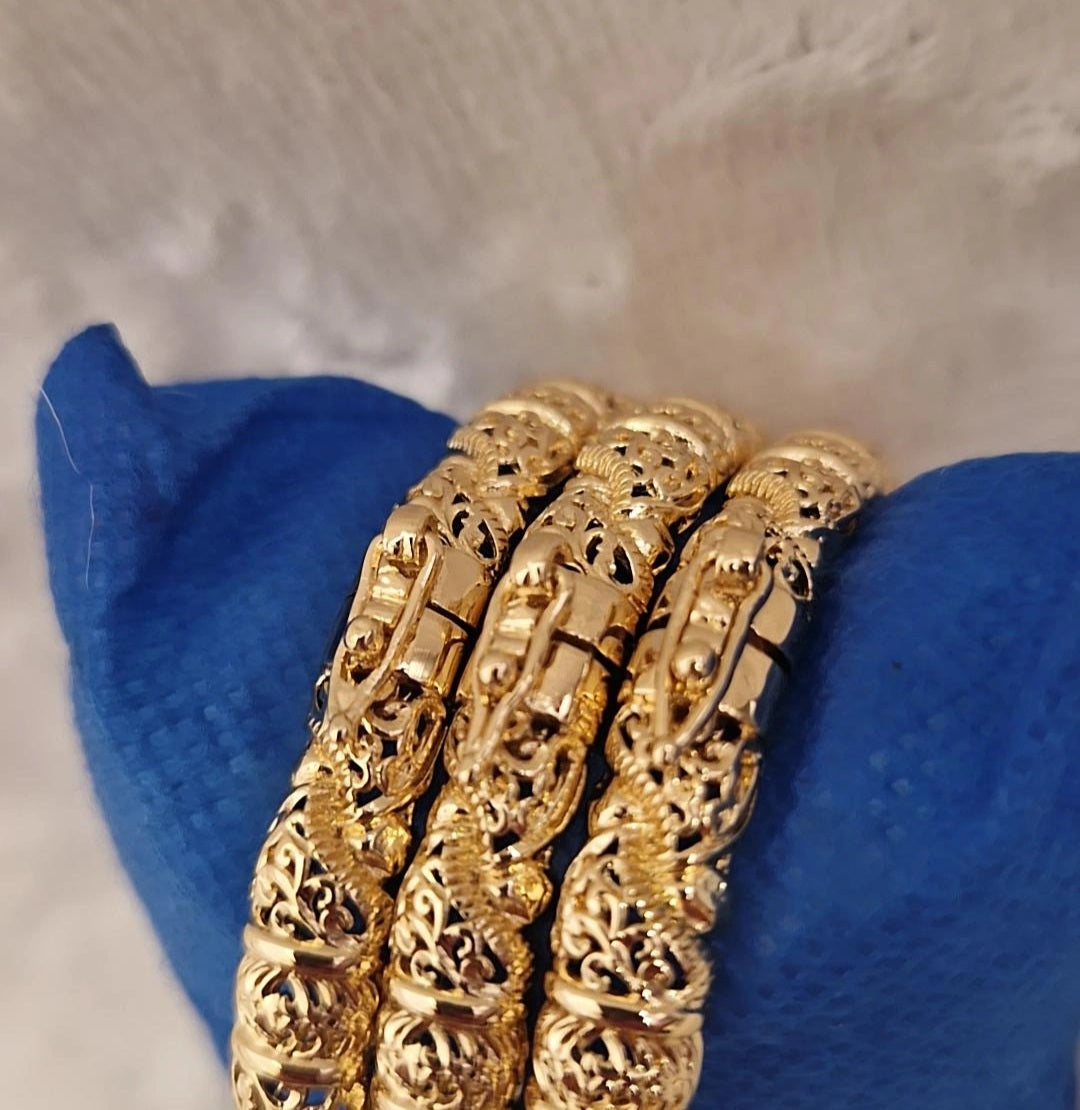 Lot de 3 Bracelets jonc Dig Lbra en acier inoxydable oriental beldi ajourés