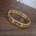 Bracelet jonc en acier strass et stries