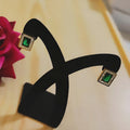 Boucles d'oreilles en acier inoxydable pierre verte et strass
