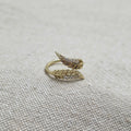 Bague ajustable feuille et strass