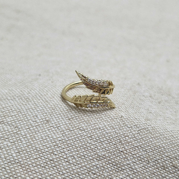 Bague ajustable feuille et strass