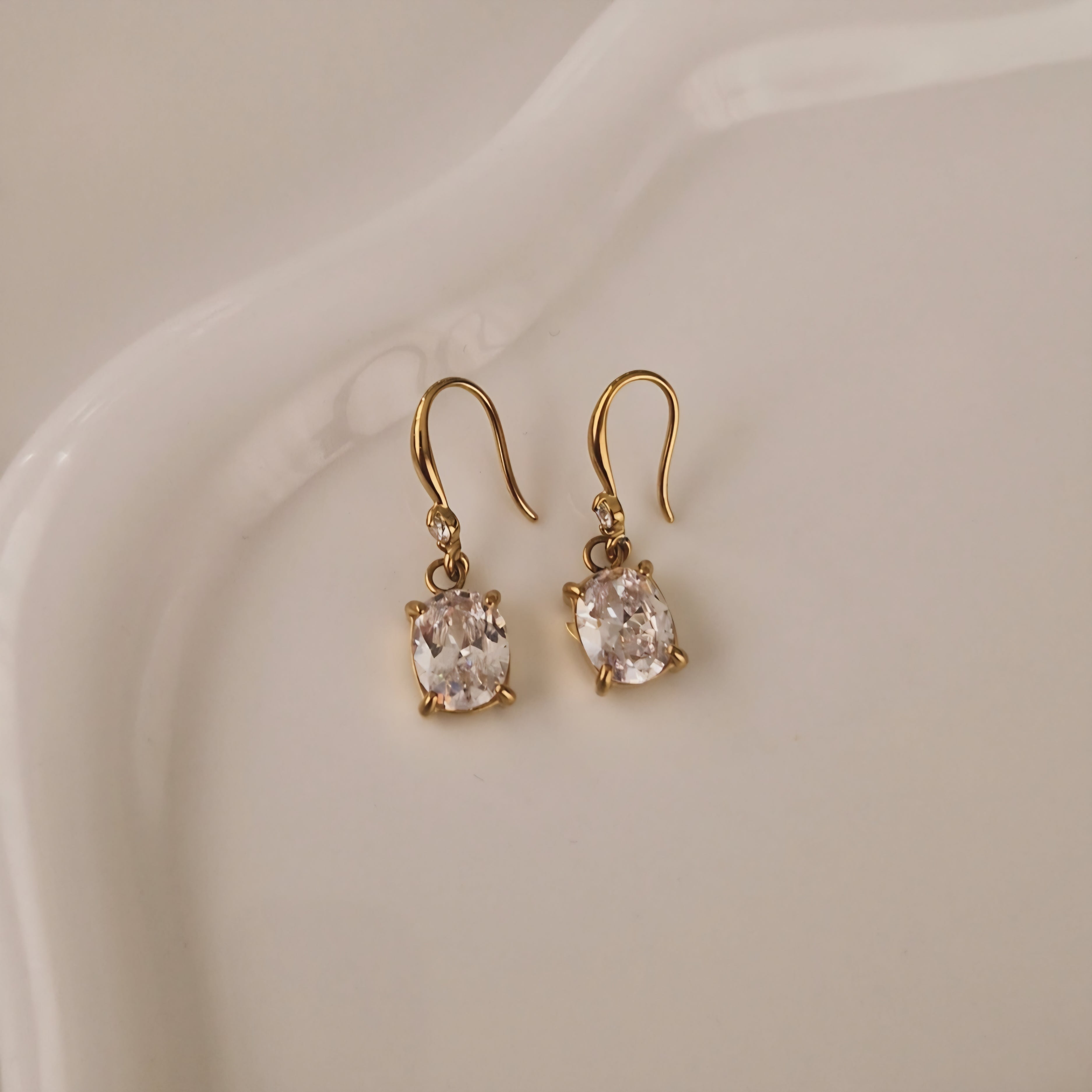 Boucles d'oreille en acier inoxydable pendantes pierre luxe