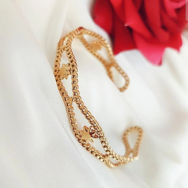 Bracelet jonc en acier inoxydable double rangs et étoiles