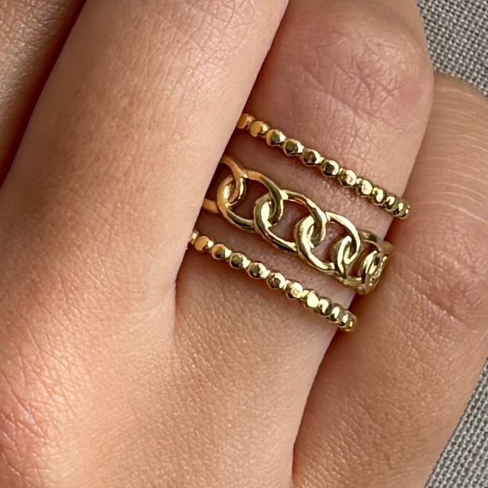 Bague ajustable en acier inoxydable 3 rangs maille