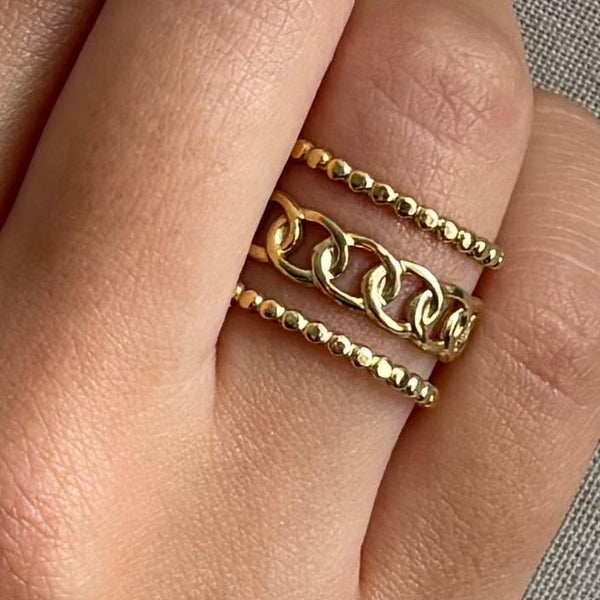 Bague ajustable en acier inoxydable 3 rangs maille