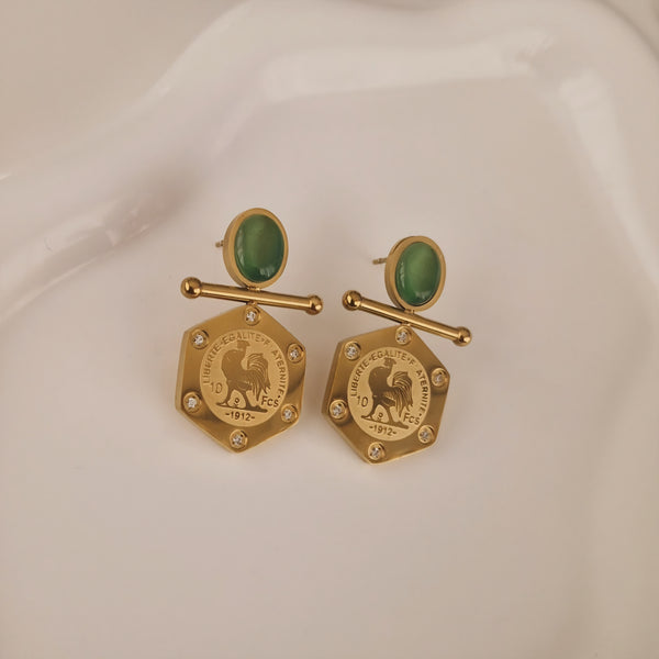 Boucles d'oreilles en acier inoxydable beldi pendentif Coq F'Roj