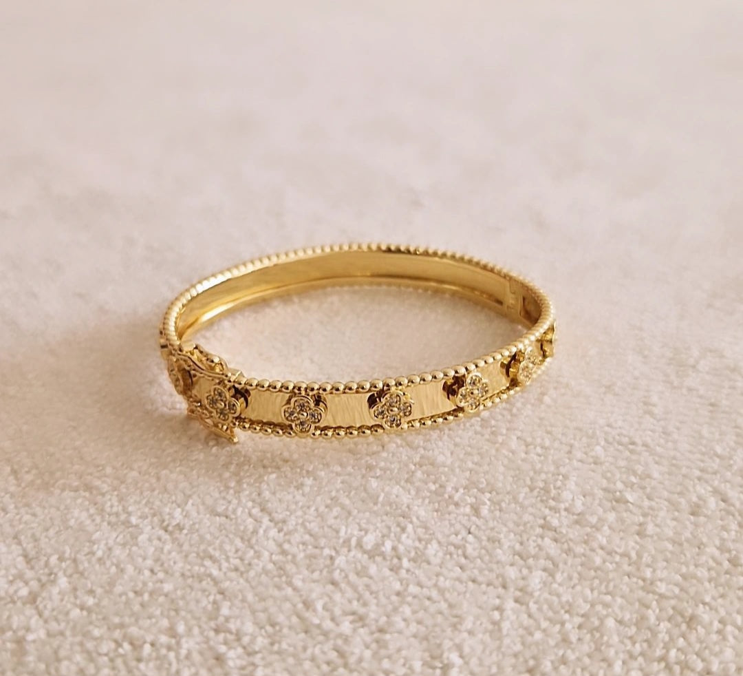 Bracelet jonc en acier inoxydable strass