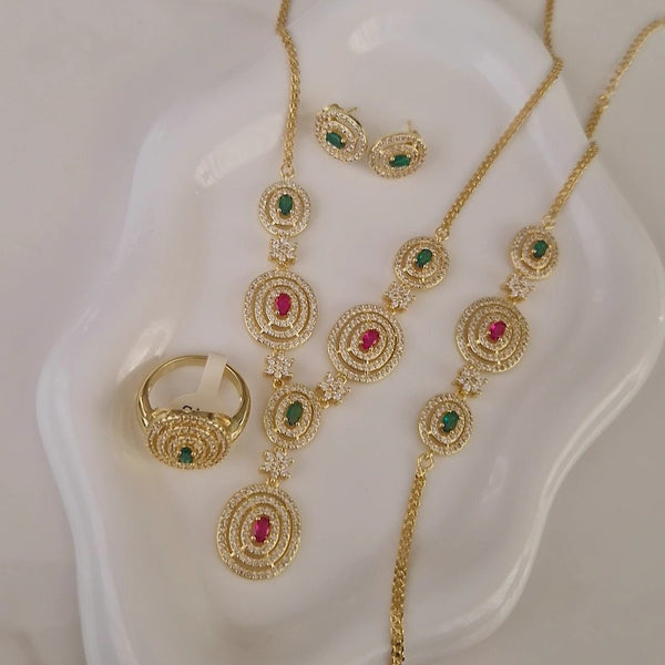 Ensemble Beldi Collier + boucles d'oreilles + bracelet + bague assortis