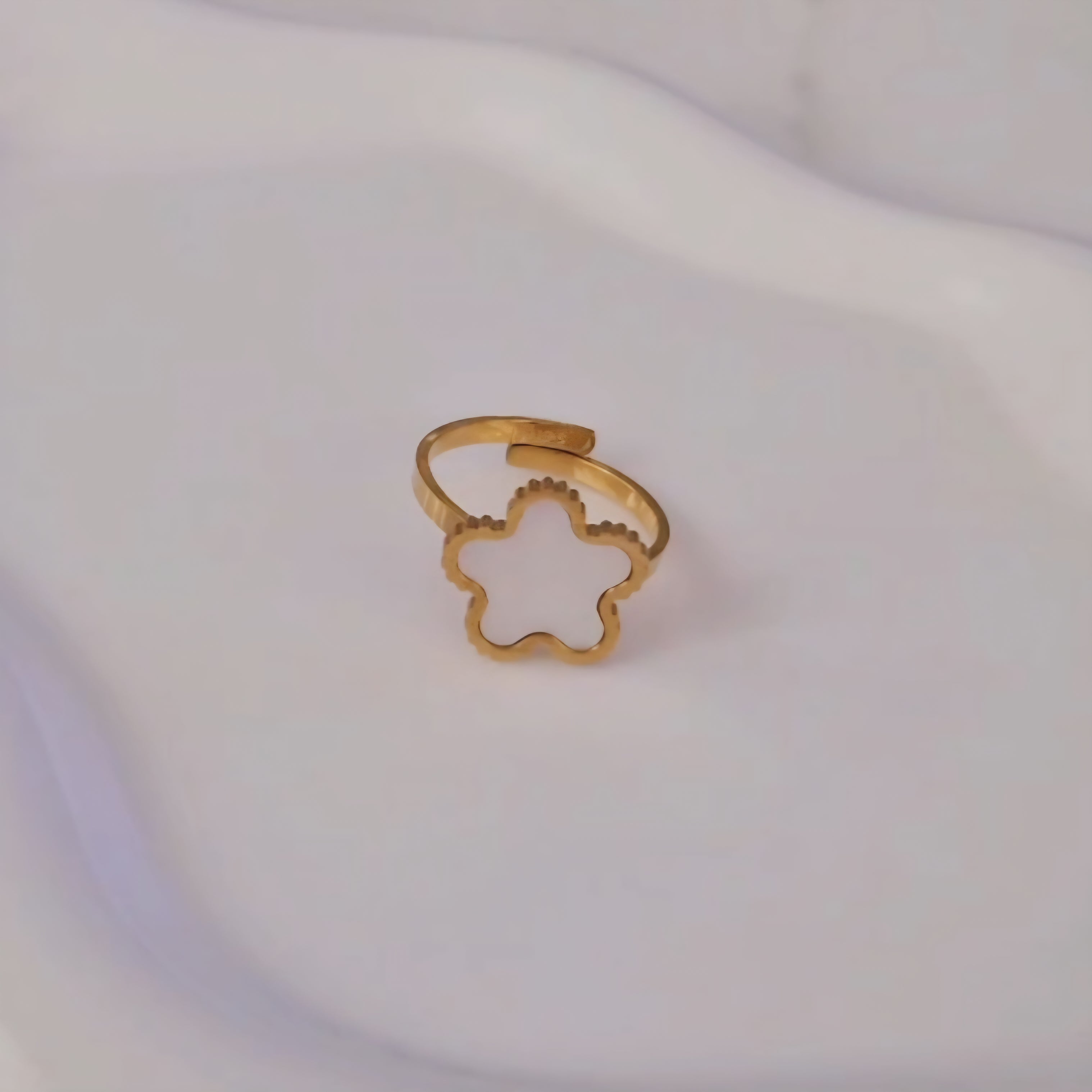 Bague ajustable en acier inoxydable blanc nacré