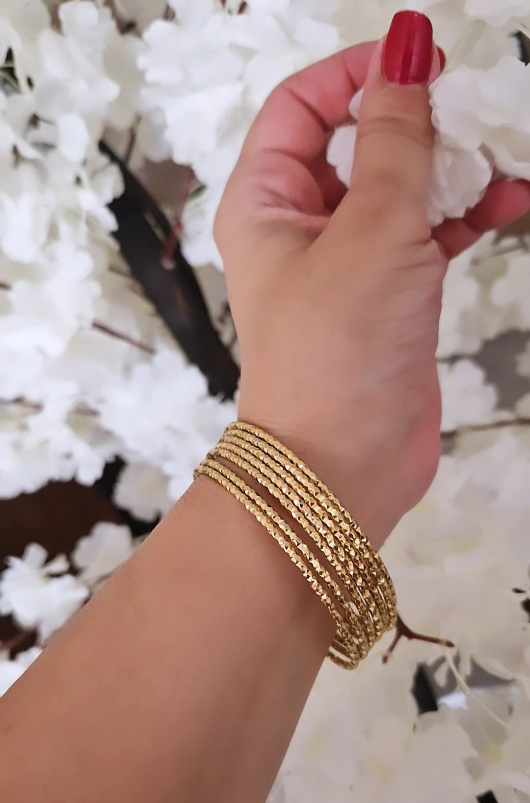 Lot de 7 Bracelets jonc en acier inoxydable multifacettes