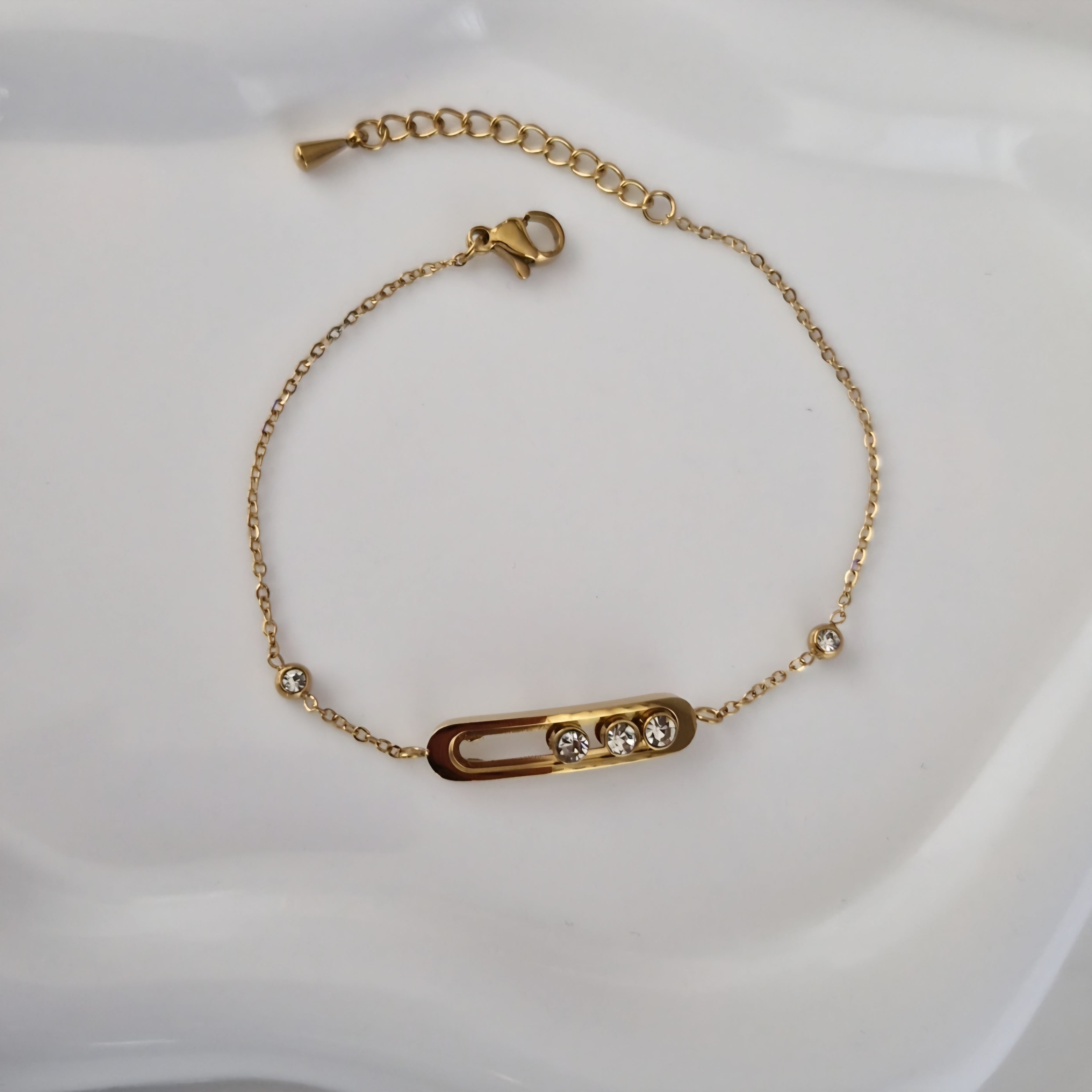 Bracelet en acier inoxydable strass mobiles