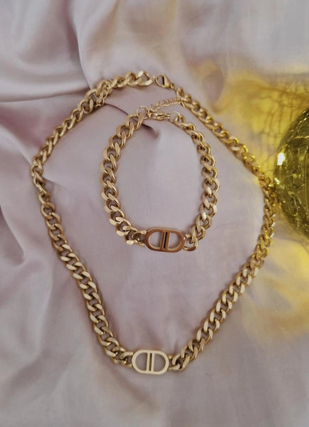 Collier en acier inoxydable grosse maille pendentif