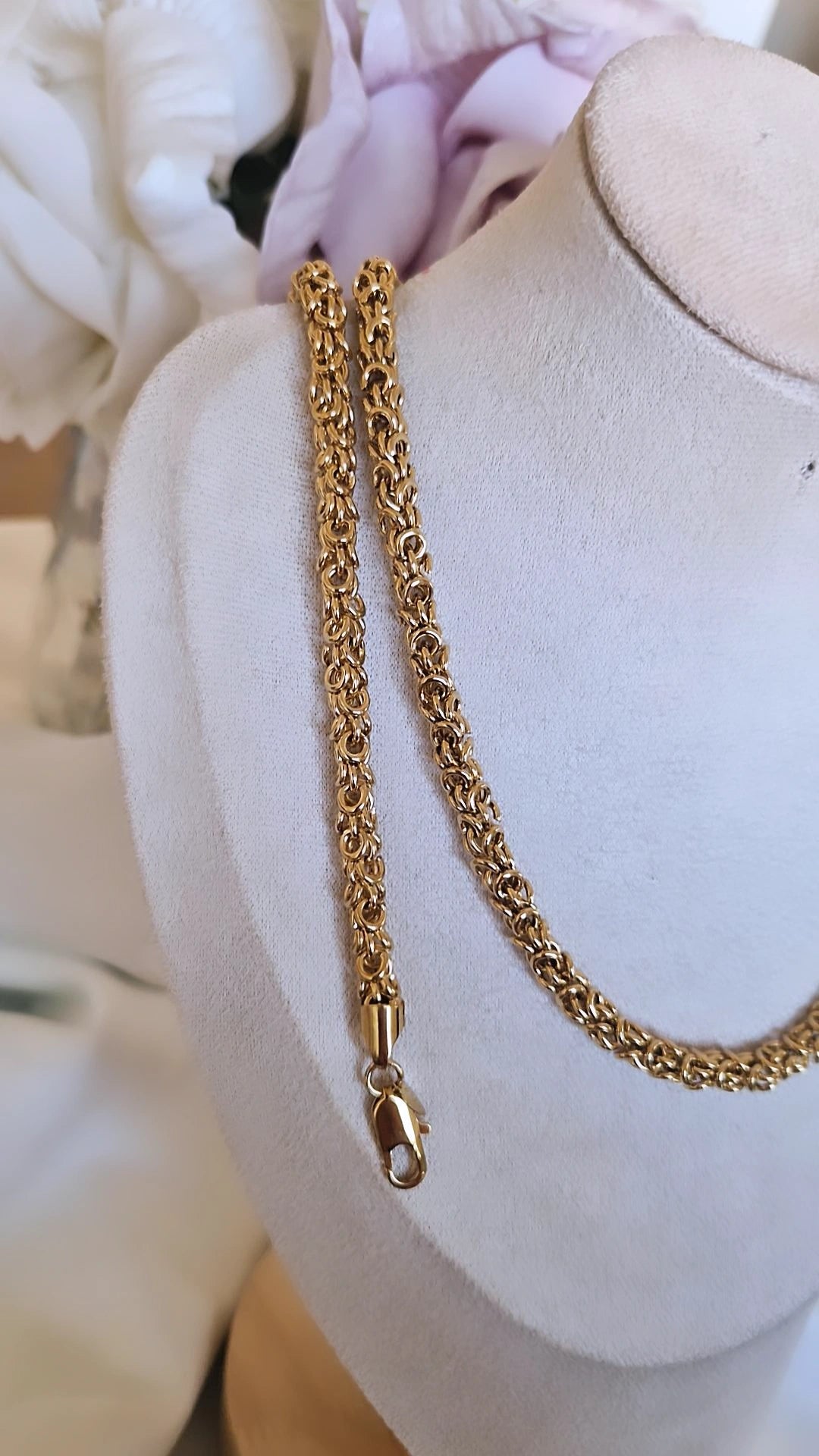 Ensemble Collier + bracelet en acier inoxydable maille tressée entrelacée