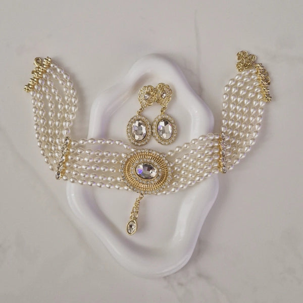 Ensemble Collier choker + les boucles d'oreilles assorties pendentifs beldi