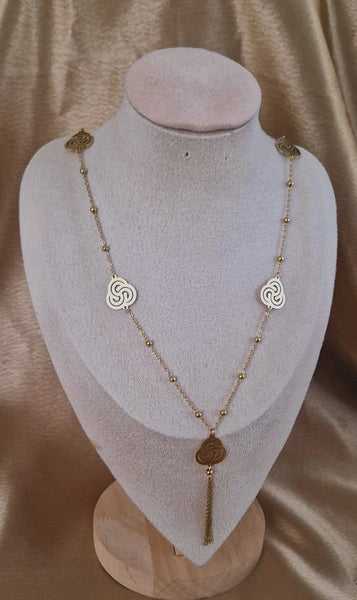 Collier sautoir beldi en acier inoxydable oriental