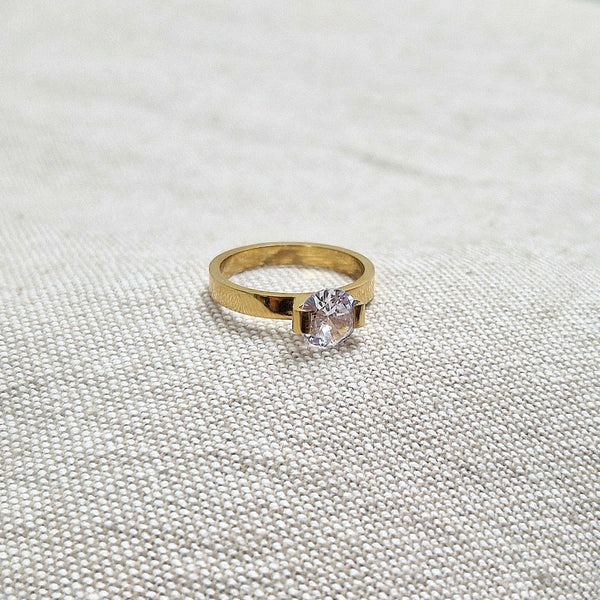 Bague en acier inoxydable solitaire