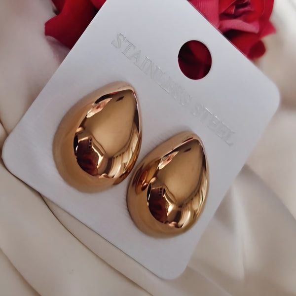 Boucles d'oreilles en acier inoxydable goutte dorée