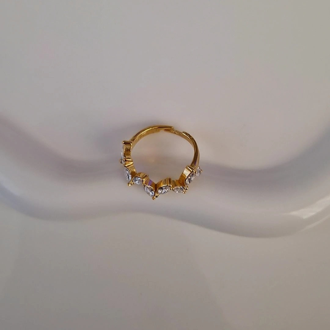 Bague ajustable en acier inoxydable épi de strass