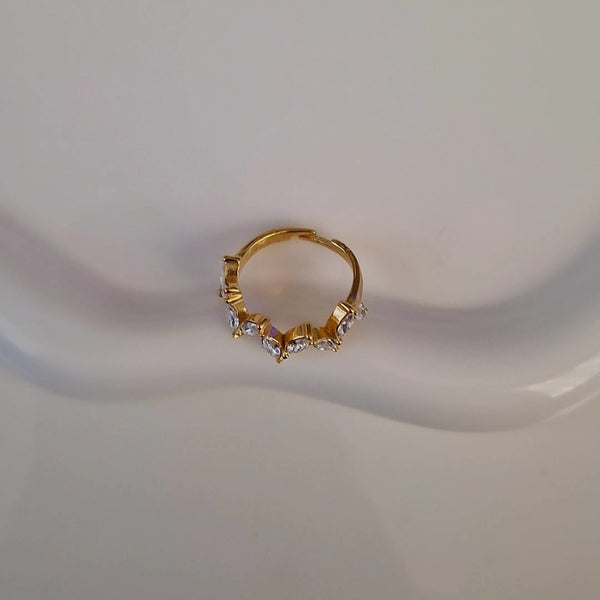 Bague ajustable en acier inoxydable épi de strass