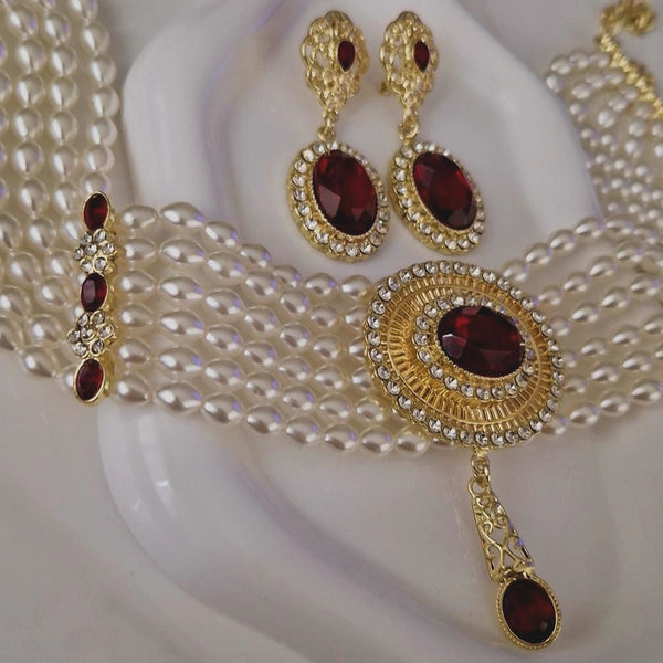 Ensemble Collier choker + les boucles d'oreilles assorties pendentifs beldi