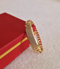Bracelet jonc en acier inoxydable effet maille et strass