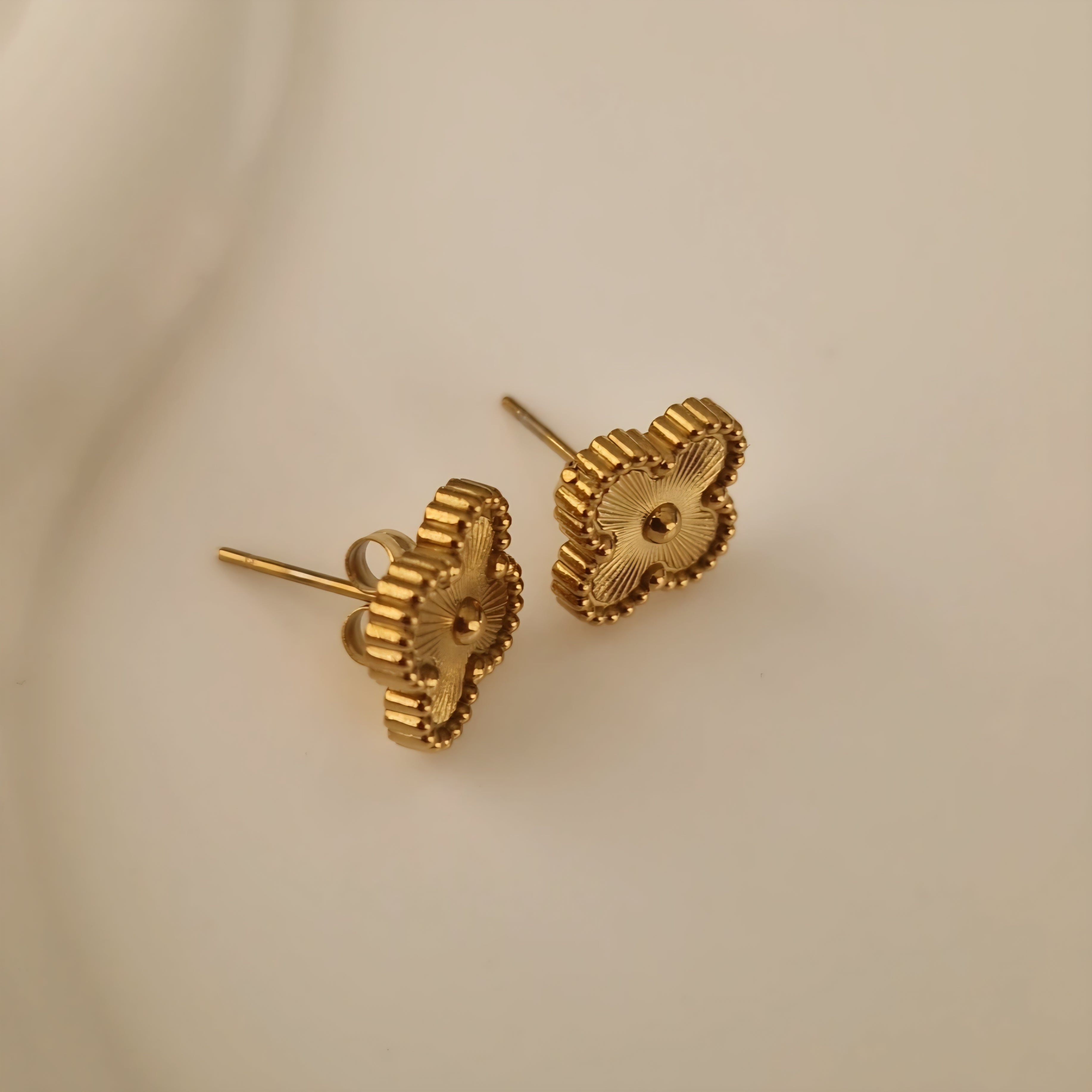 Boucles d'oreilles en acier inoxydable doré strié