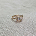 Bague en acier inoxydable solitaire carré et strass