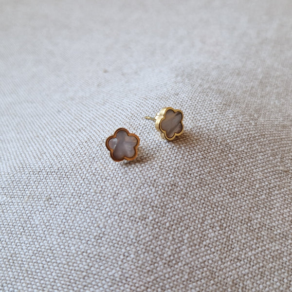 Boucles d'oreilles en acier inoxydable blanc nacré