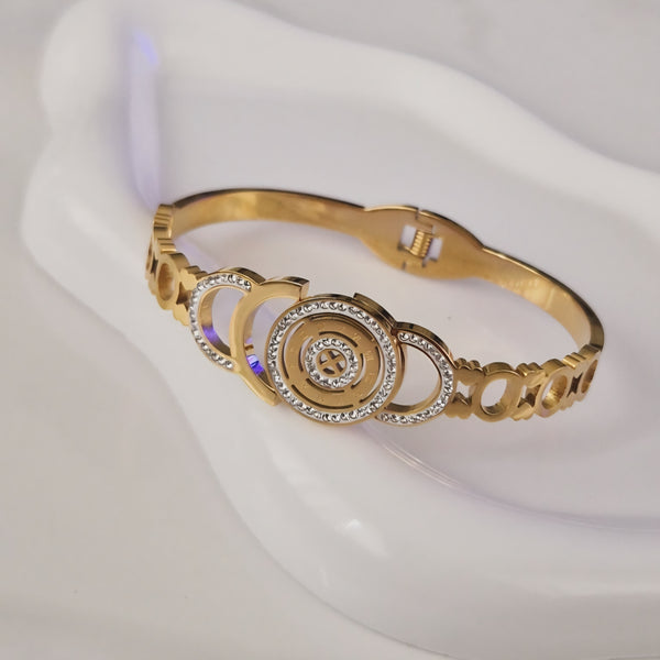 Bracelet jonc en acier inoxydable et strass