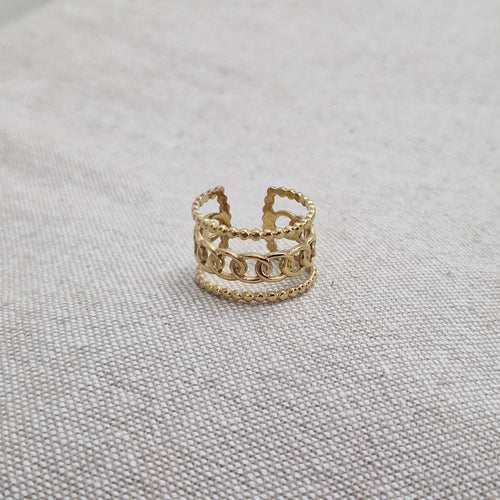 Bague ajustable en acier inoxydable 3 rangs maille
