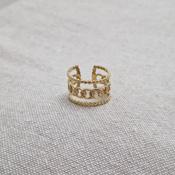 Bague ajustable en acier inoxydable 3 rangs maille