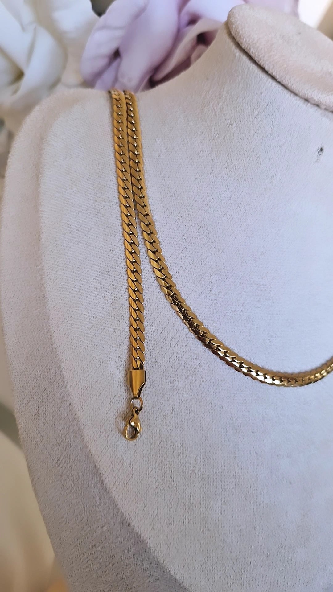 Ensemble Collier + bracelet en acier inoxydable maille plate gourmette