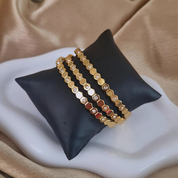 Lot de 3 Bracelets jonc en acier inoxydable carrés et strass