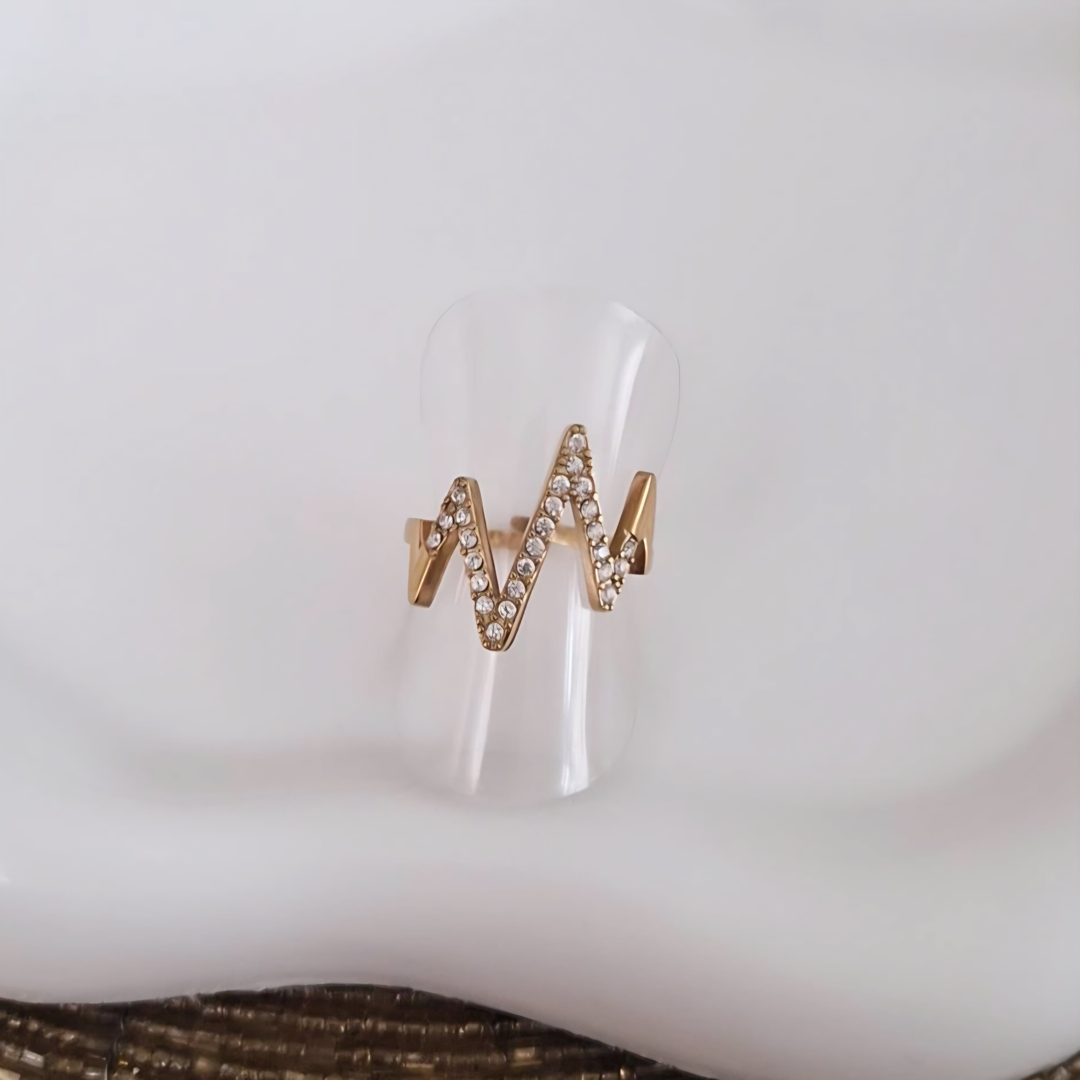 Bague ajustable en acier inoxydable éclair de strass